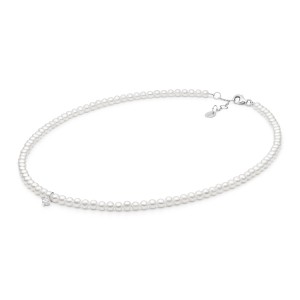 Colier perle naturale si argint cu piatra 40 cm DiAmanti 254-107C-G (Argint 925‰ 0,9 g.)